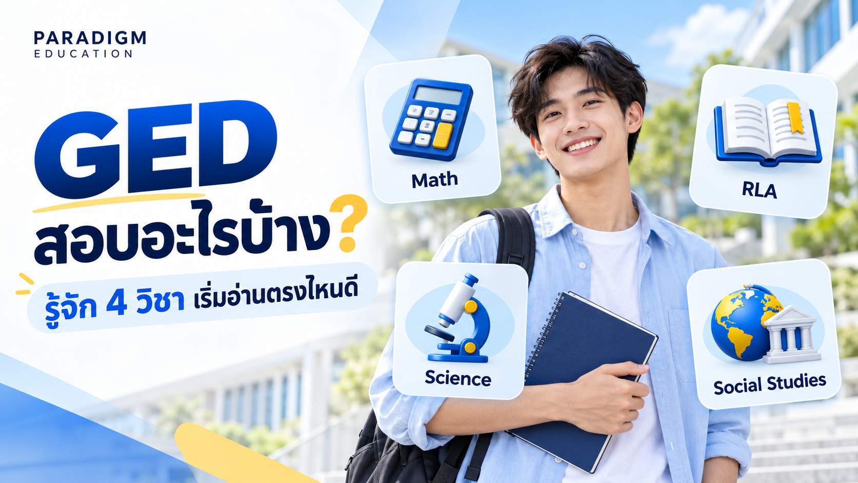 GED สอบอะไรบ้าง? รู้จัก 4 วิชา เริ่มอ่านตรงไหนดี