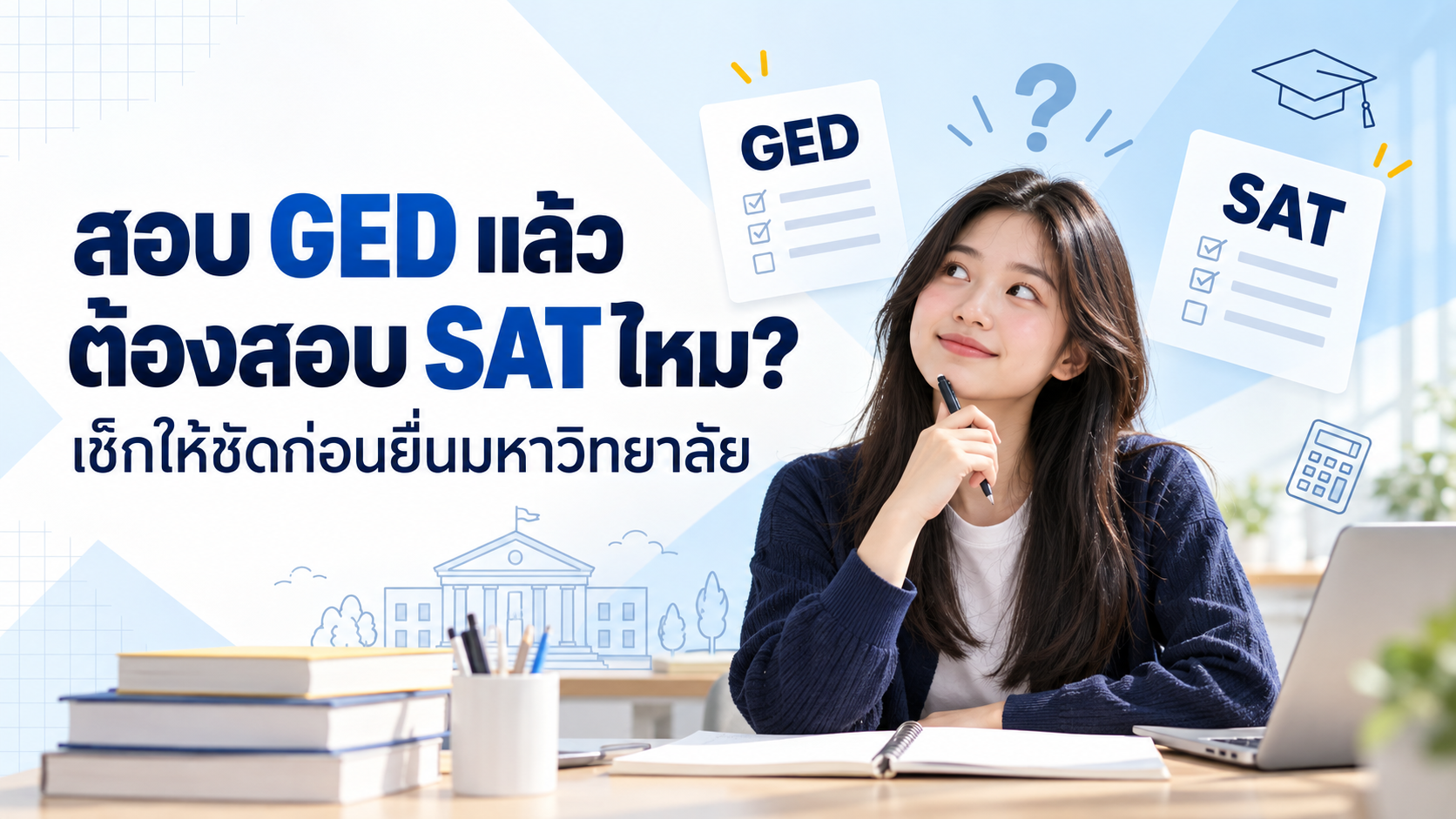 นักเรียนวางแผนสอบ GED และ SAT เพื่อยื่นสมัครมหาวิทยาลัย